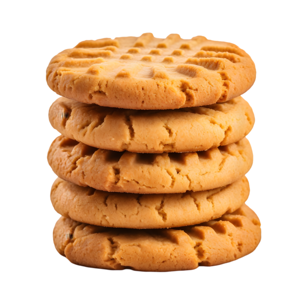Stack of homemade peanut butter cookies kitchen food photography cozy environment close-up view baking delight png