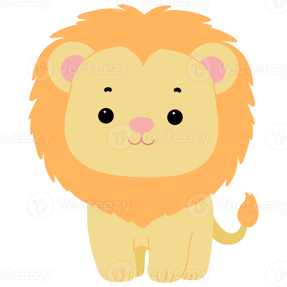 Cute lion animal illustration png