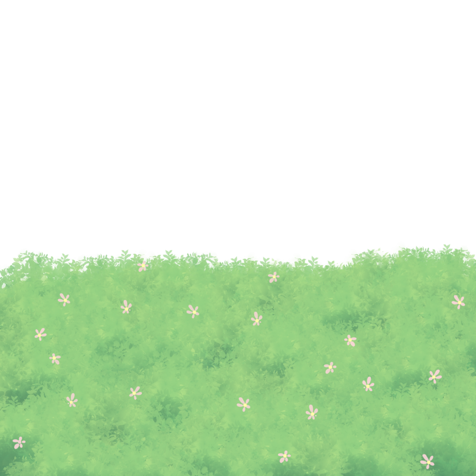 Green grass with flowers illustration png