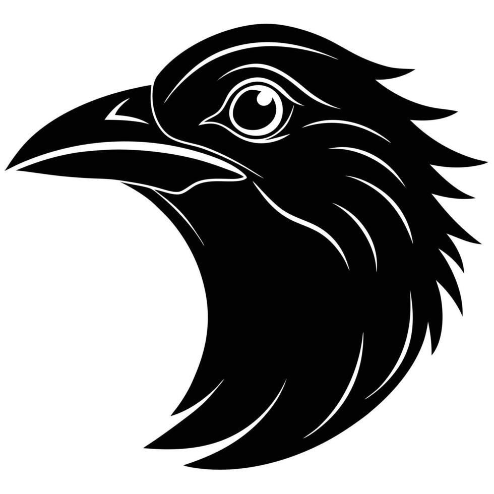 A black raven head on a white background vector