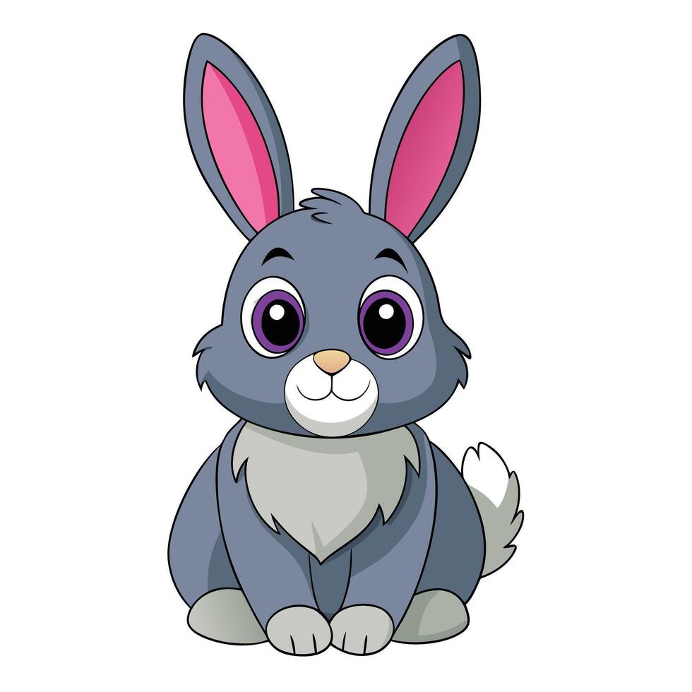 A cartoon rabbit sitting down on a white background vector