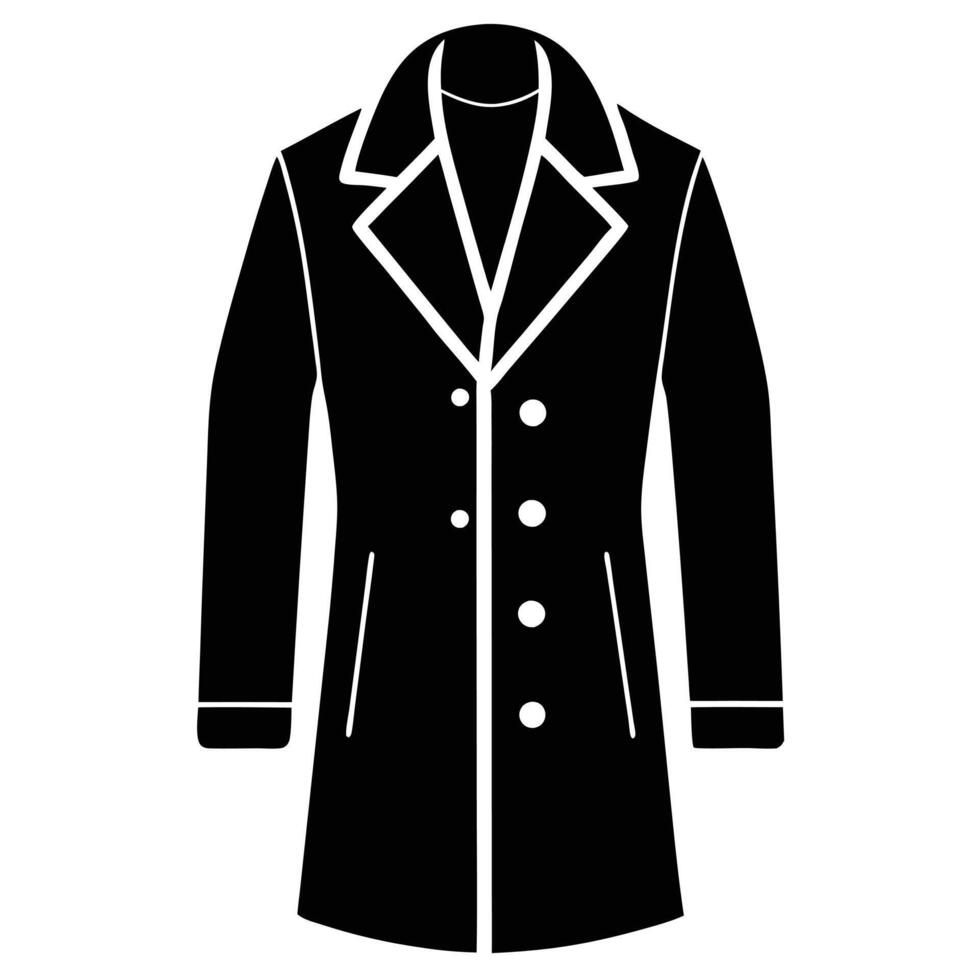 A black and white illustration of a coat vector