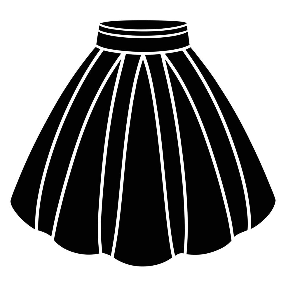 A black and white skirt icon vector