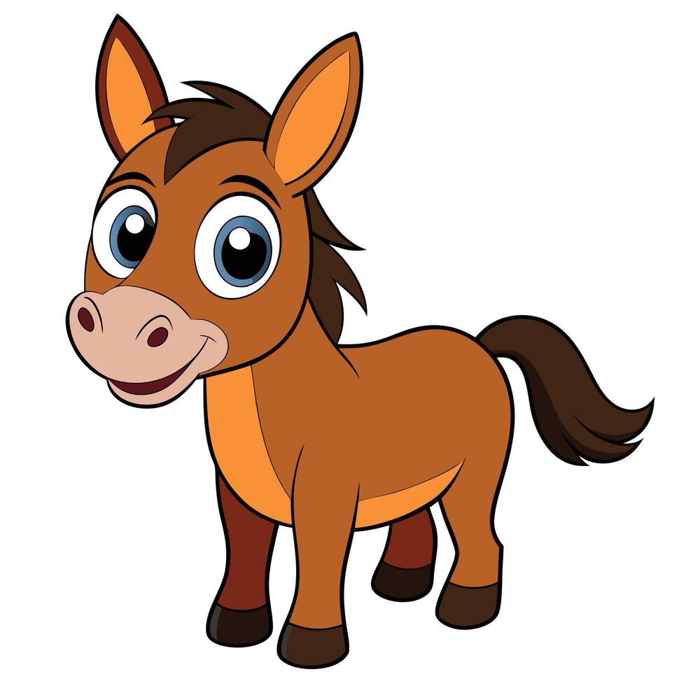 Cartoon horse with big eyes and a big nose vector