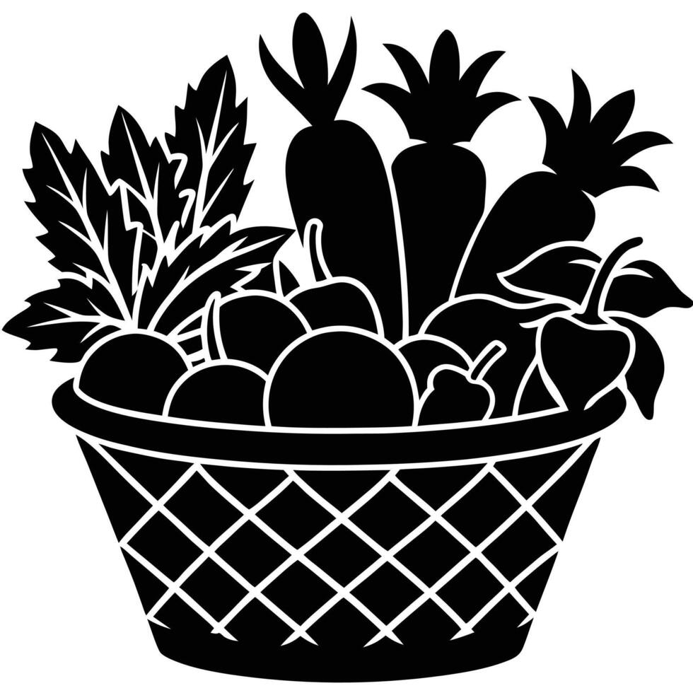 Vegetables in a basket illustration vector