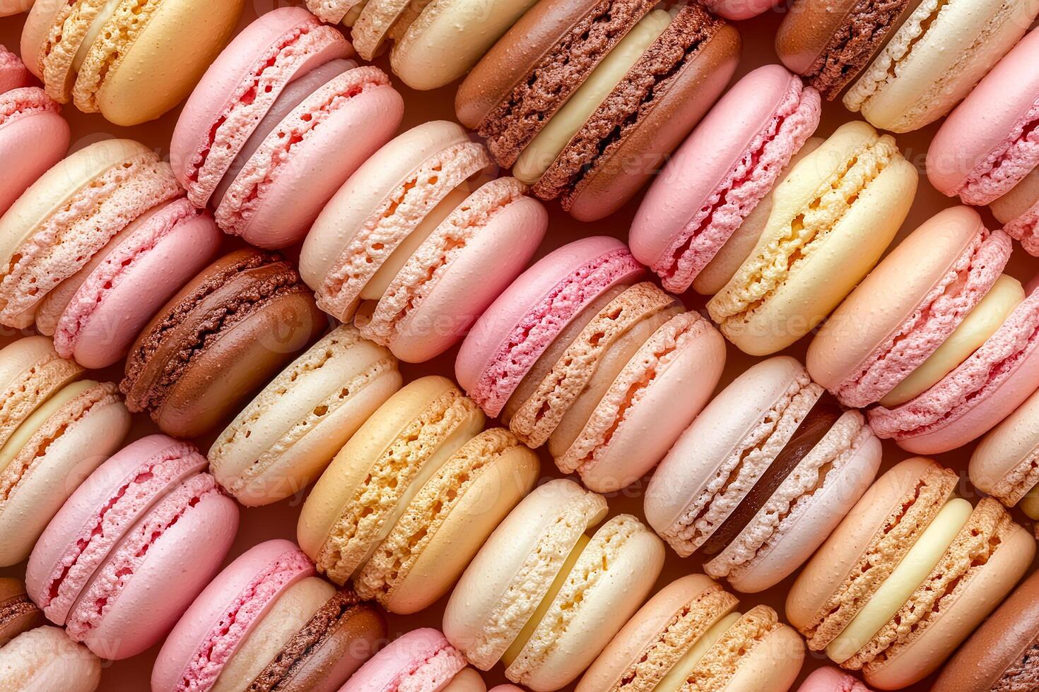 Assorted Macarons in Diagonal Pattern photo