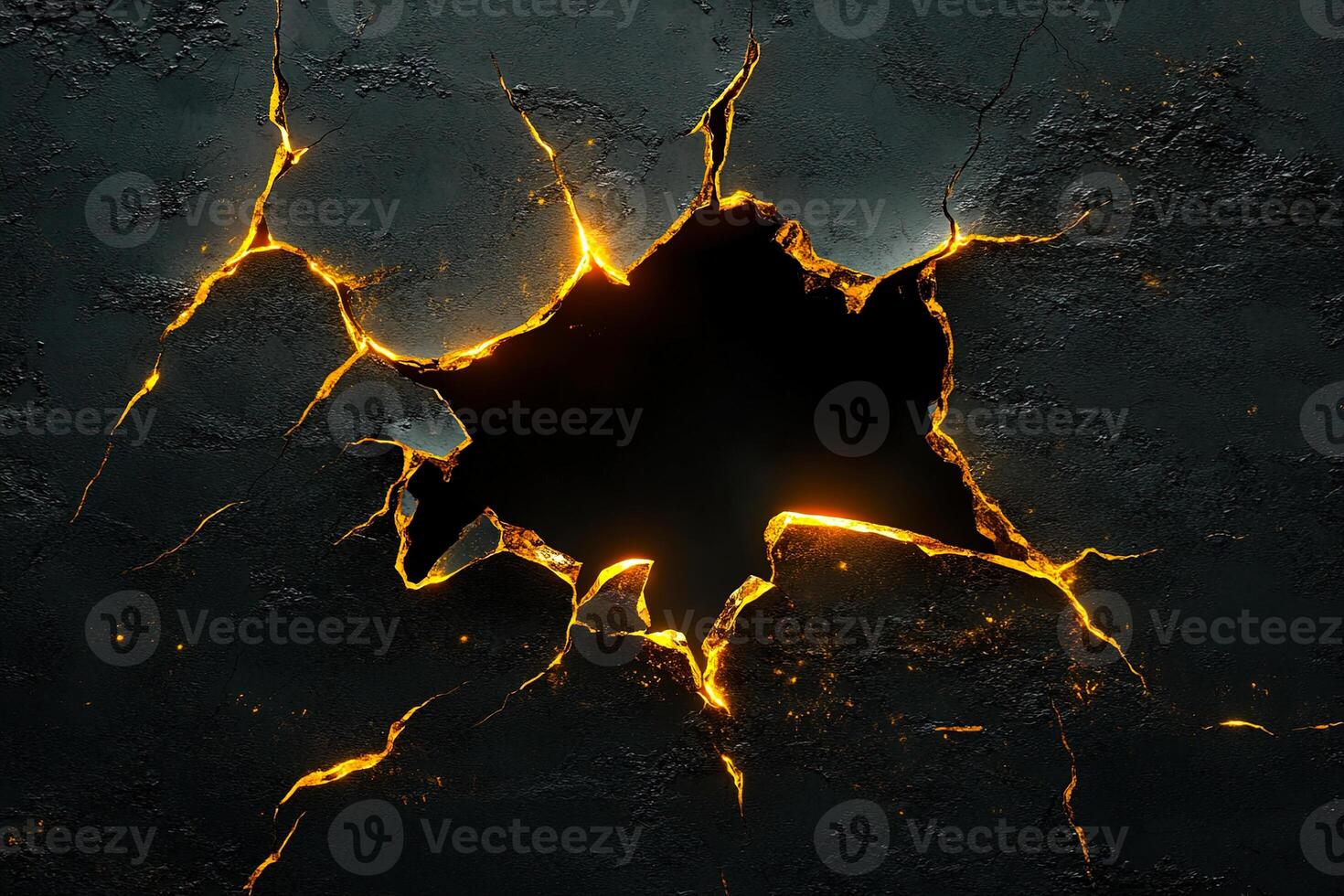 Cracked Surface with Glowing Lava Effect photo