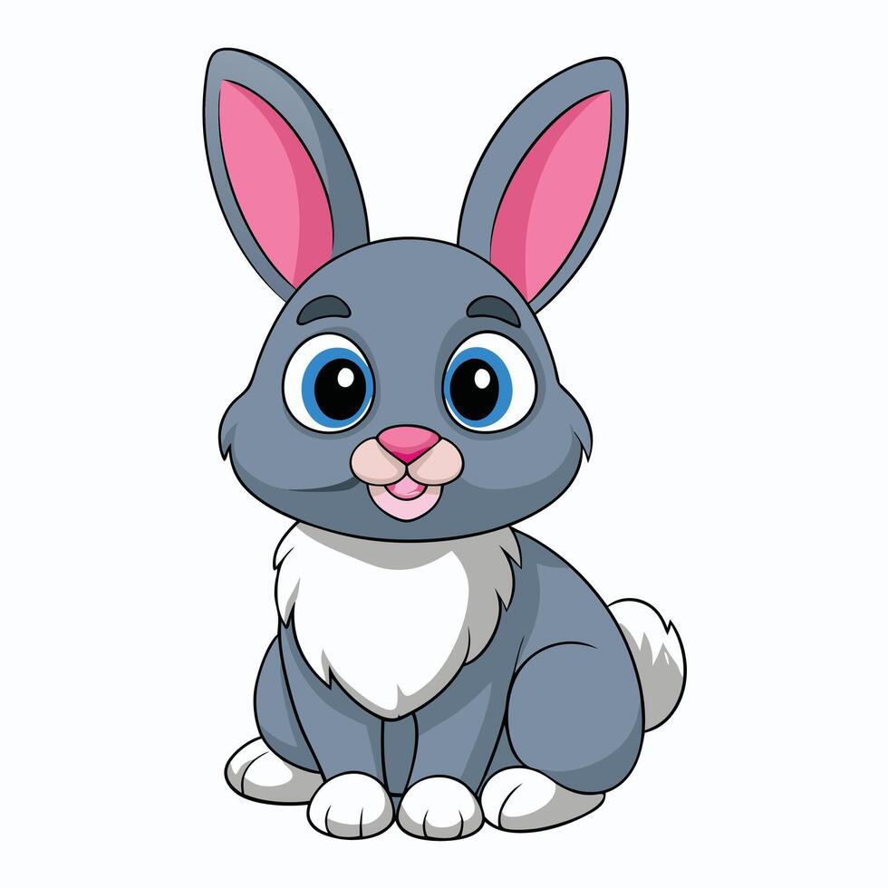 Cartoon rabbit sitting on a white background vector