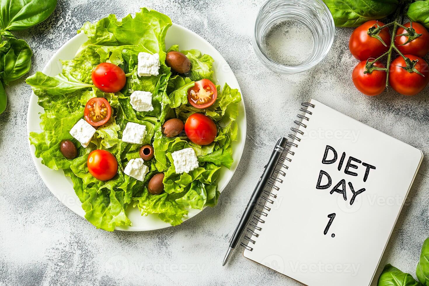 Healthy Salad with Diet Plan Notebook photo
