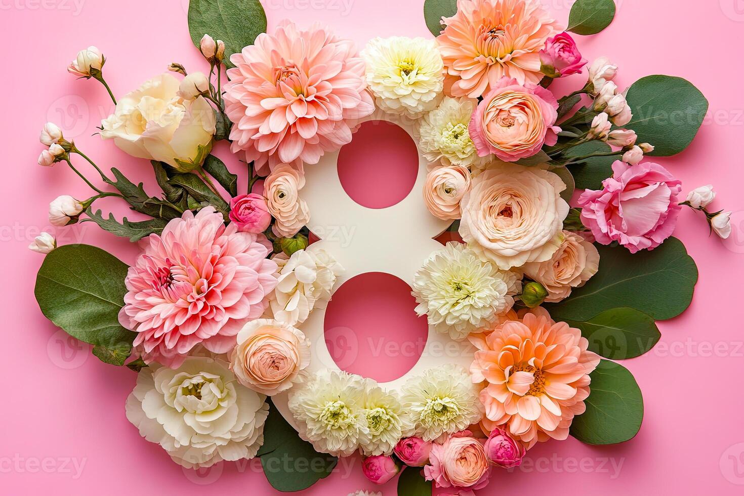 Floral Number Eight with Soft Pink Flowers photo