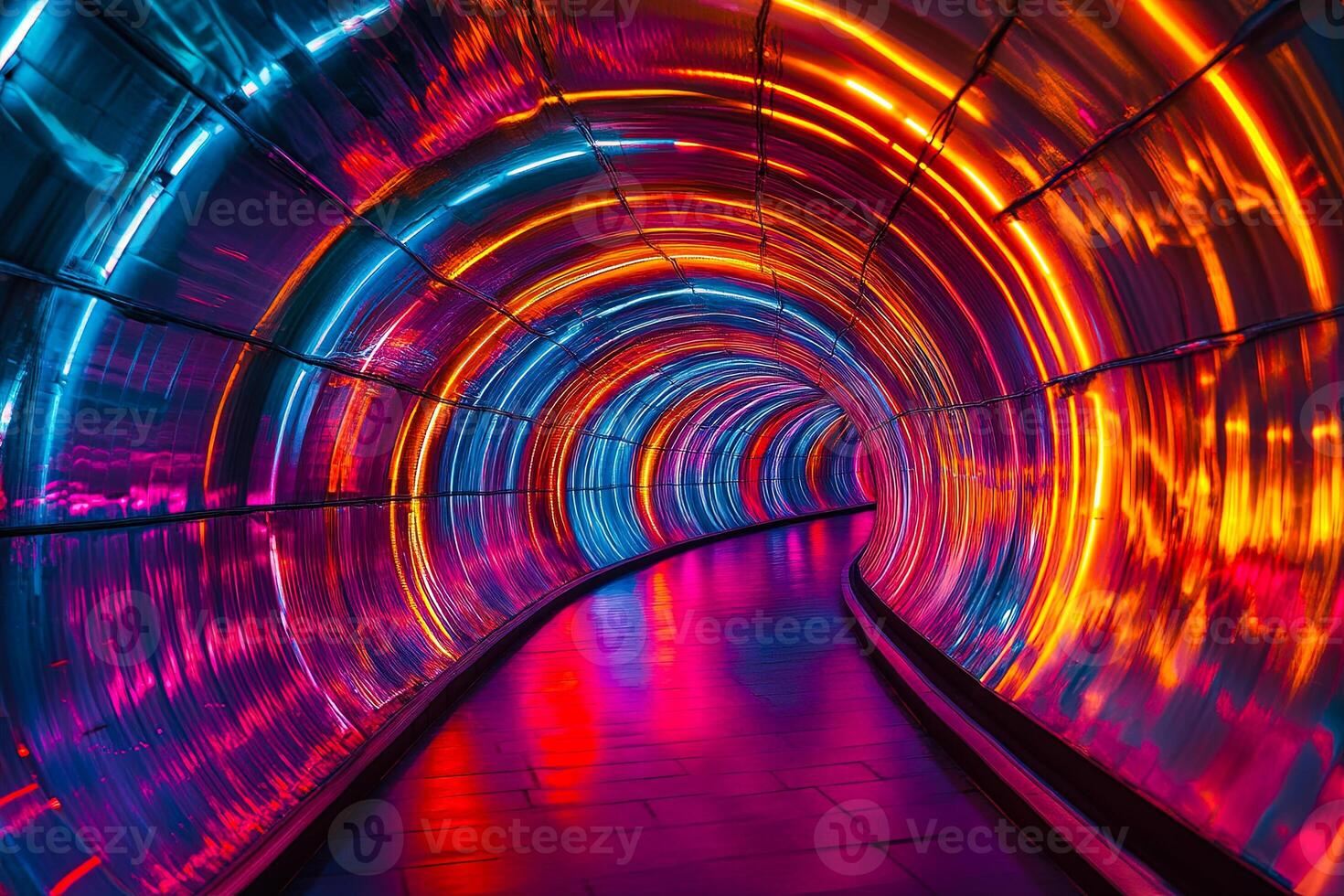 Futuristic Neon Light Tunnel photo