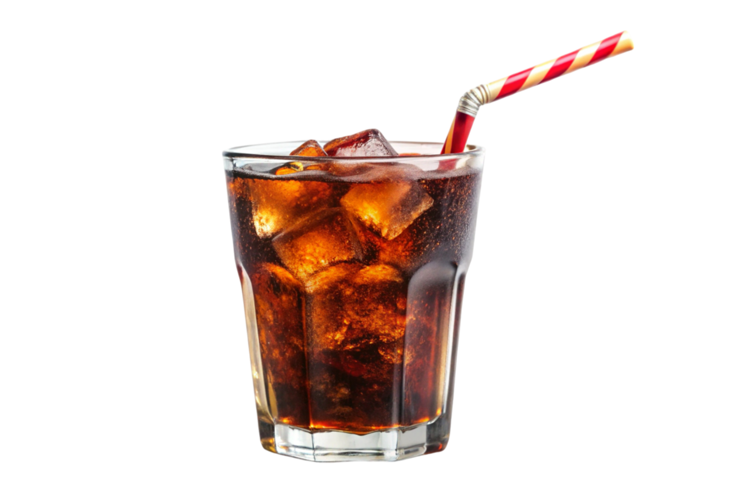 Drawing of a glass with a cola and drinking straw in sunlight png