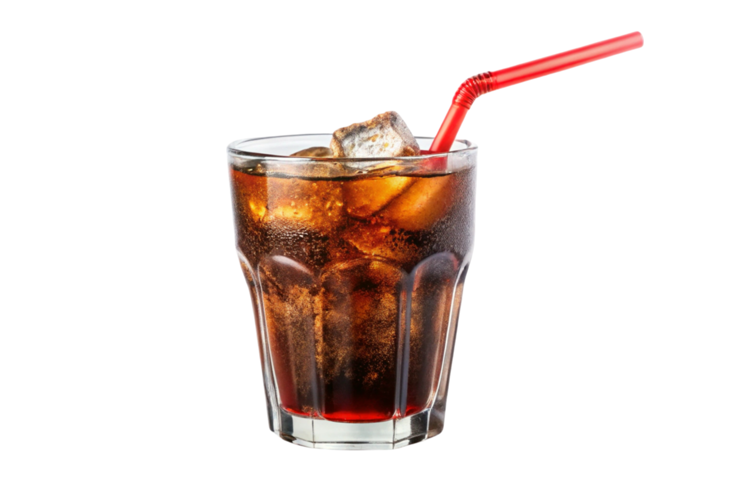 Drawing of a glass with a cola and drinking straw placed on table png