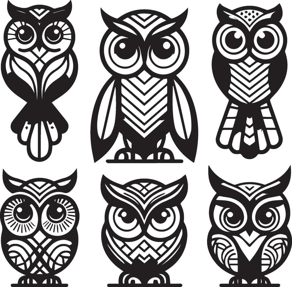 Geometric Owl Collection vector
