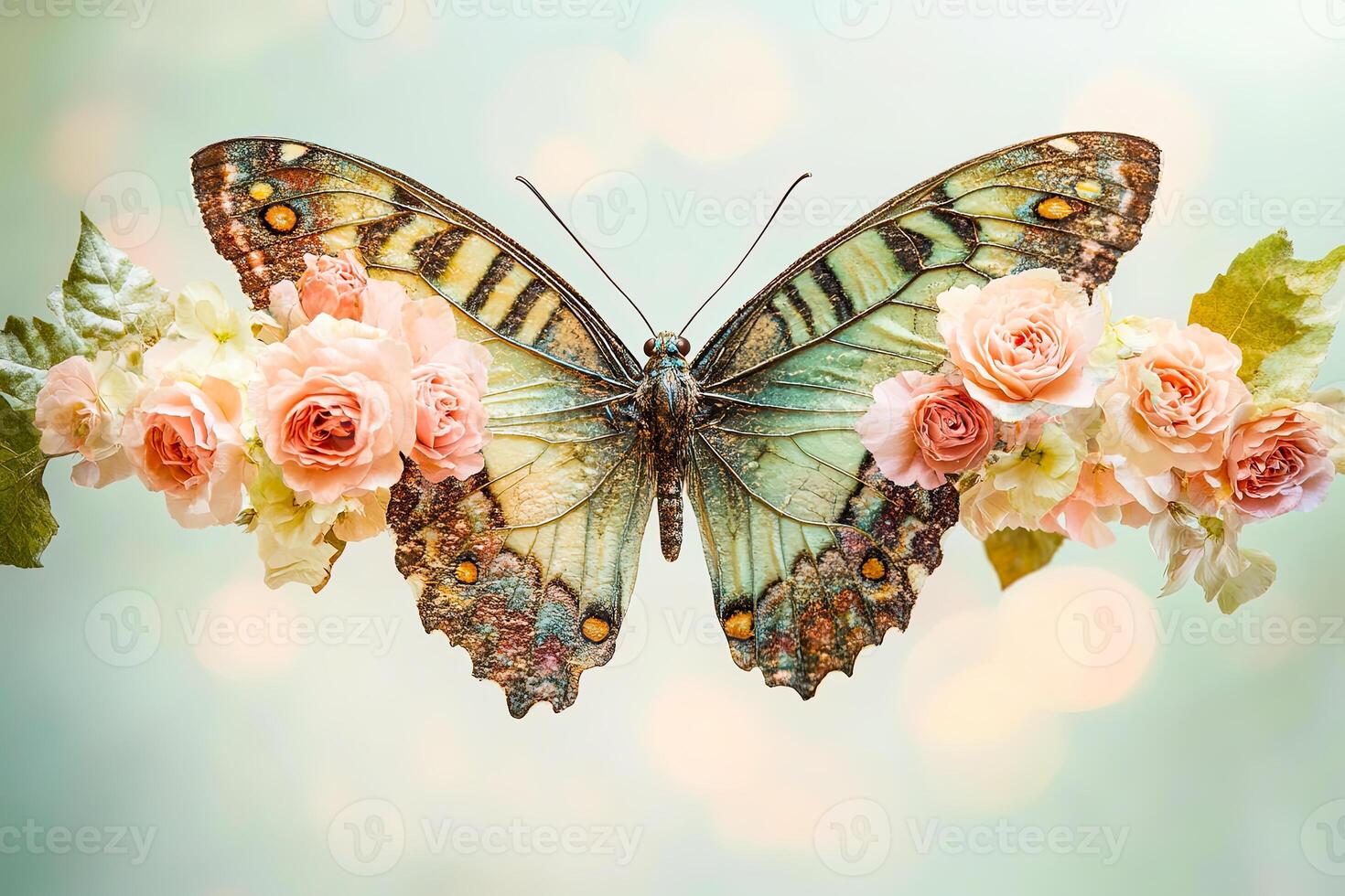 Elegant Butterfly with Floral Wings photo