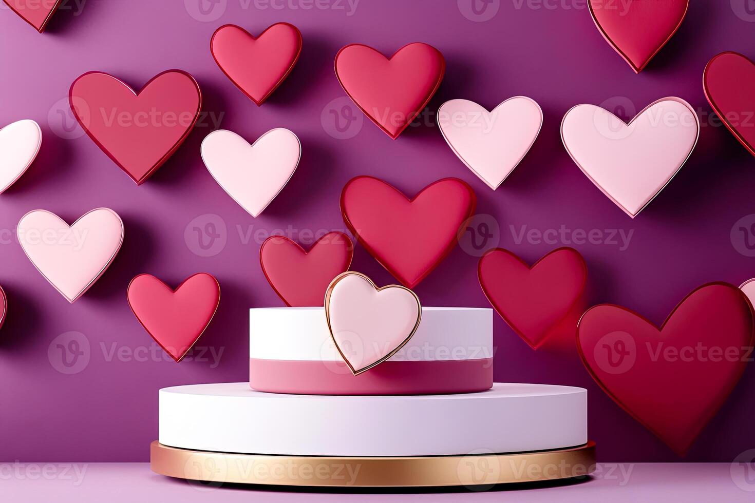 Romantic 3D Hearts on Elegant Display photo