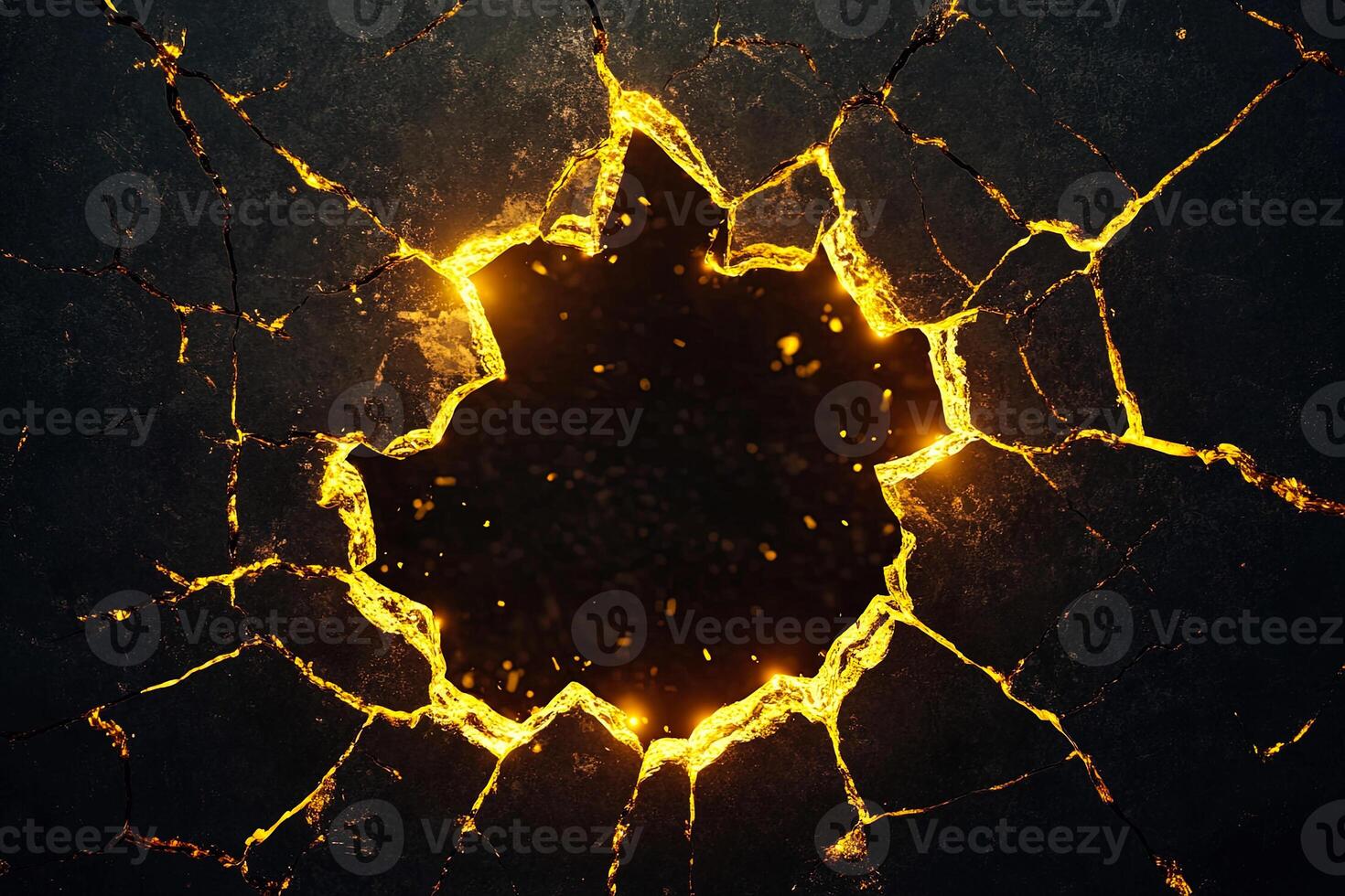 Cracked Surface with Glowing Lava Core photo