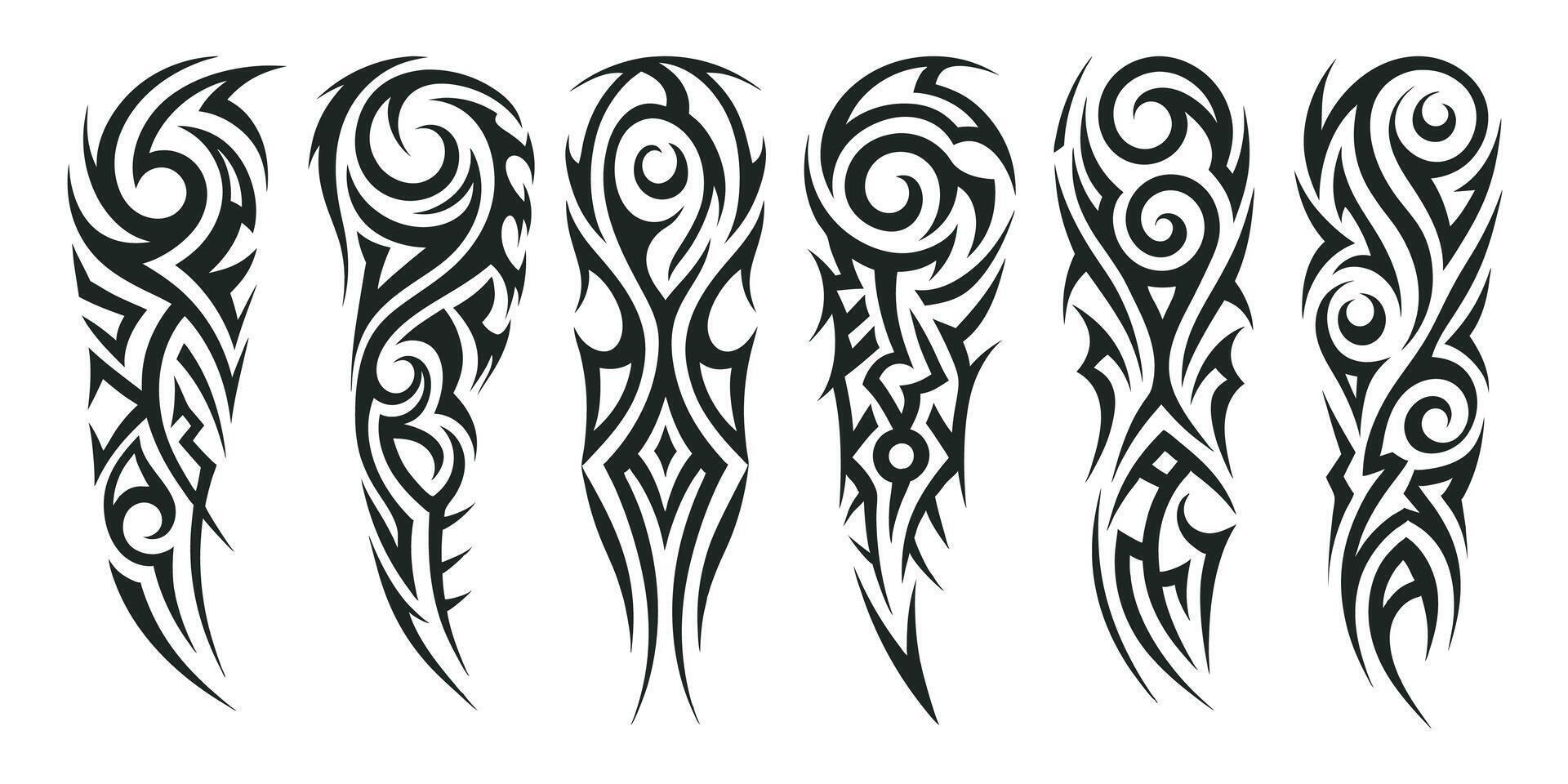 Powerful Tribal Tattoo Patterns for Arm Polynesian, Samoan Maori Inspirations vector