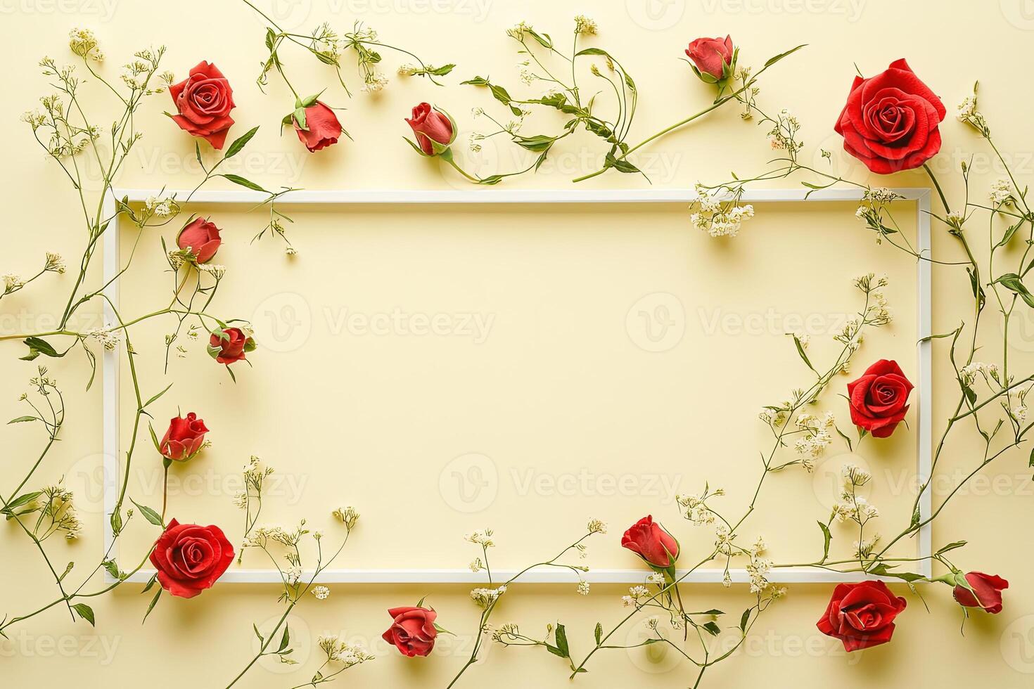 Floral Frame with Red Roses photo