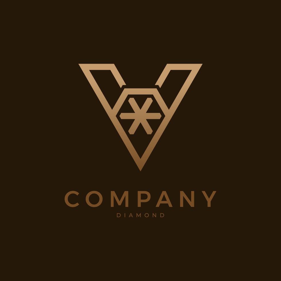 Diamond Logo, Letter V with Diamond combination, suitable for brand and company logos, illustration vector