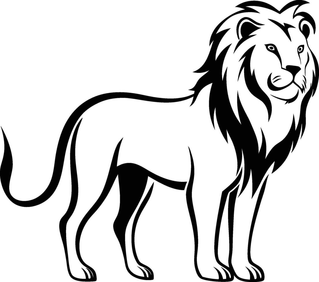 Line art cartoon Lion illustration eps vector