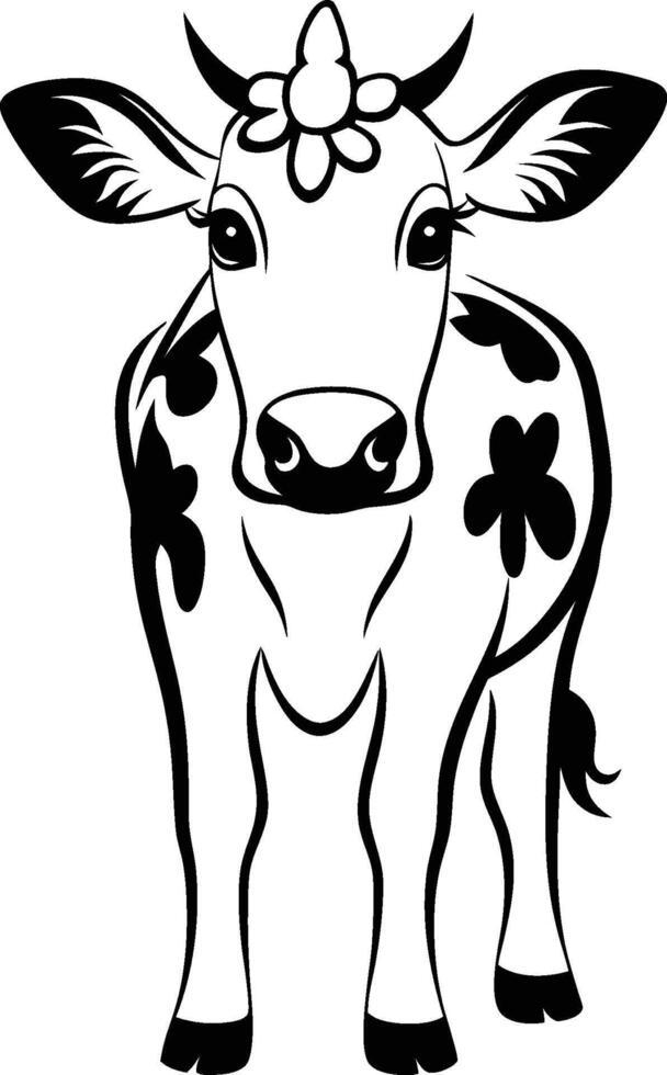 Unique cartoon Line art Cow illustration vector