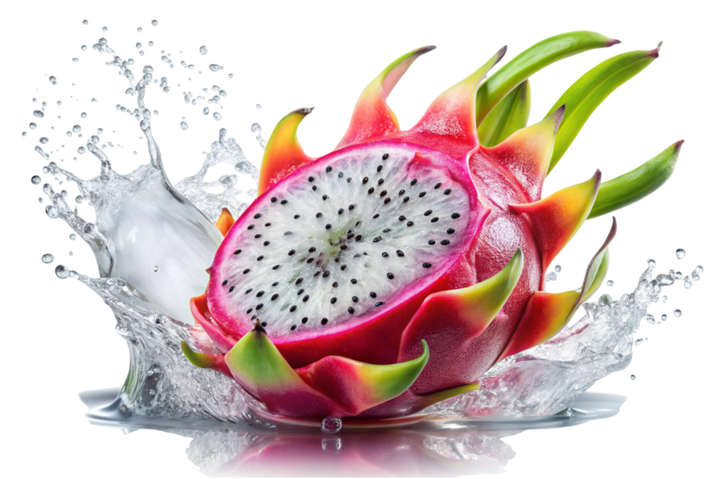 Drago fruit in juice splash isolated colorful beverage png