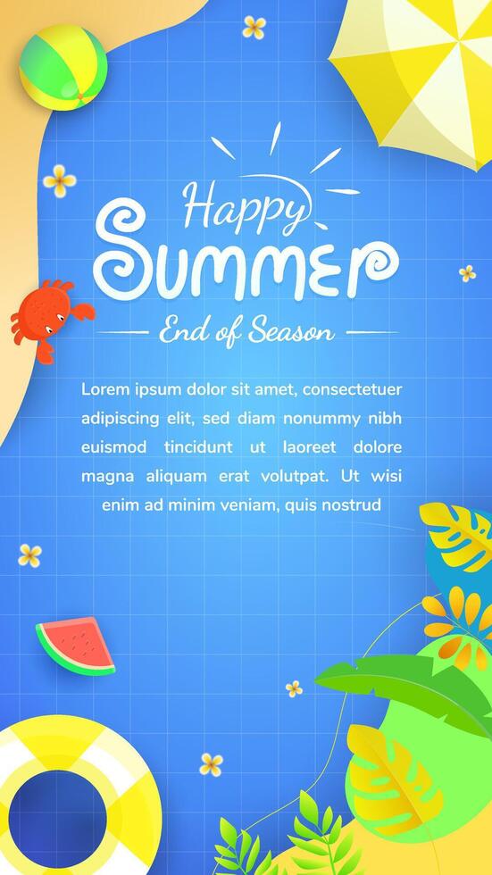 Vertical Happy summer end of season background banner designs. Suitable for Horizontal posters, greeting cards, and website headers. vector
