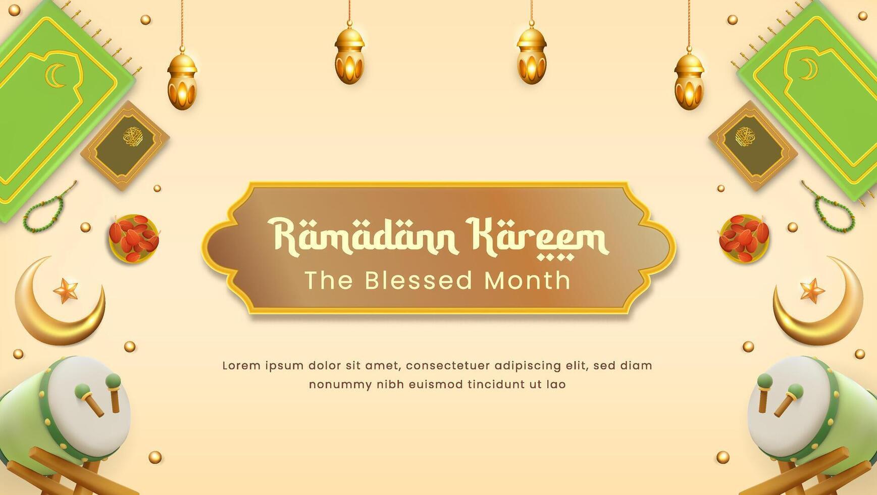 Ramadan Kareem illustrations concept with 3d cartoon style. Suitable for banner, greeting card and flyer. vector