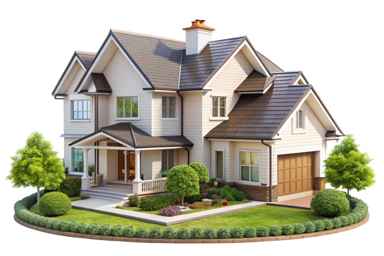 Dream house surrounded by nature's beauty png