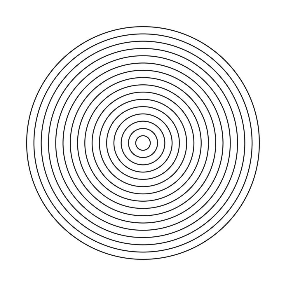 Polar grid of 15 concentric circles. Wheel of life, habits tracker. Coaching blank mockup. Circle diagram divided on fifteen segments. Blank polar graph paper layout. Graphic outline template. vector