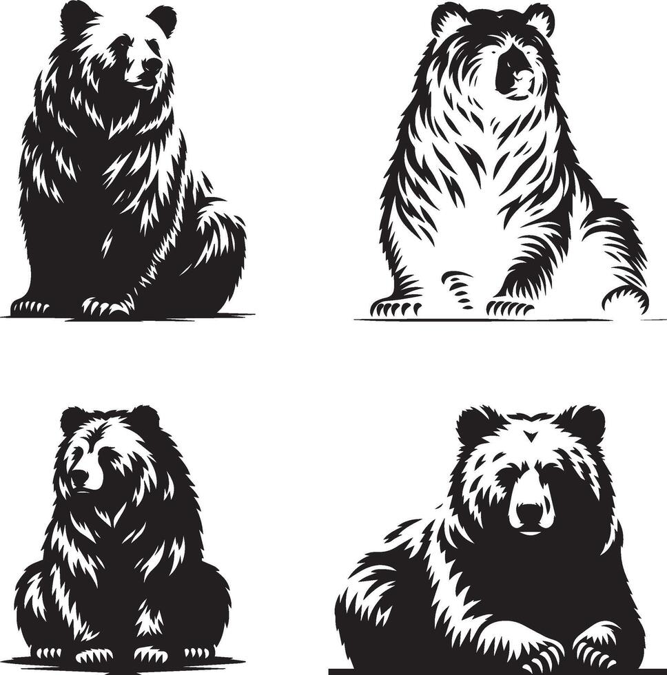 Four Bear Illustrations vector