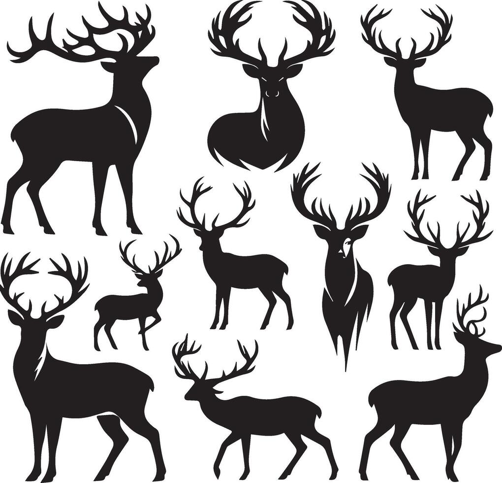 Deer Silhouettes Collection vector