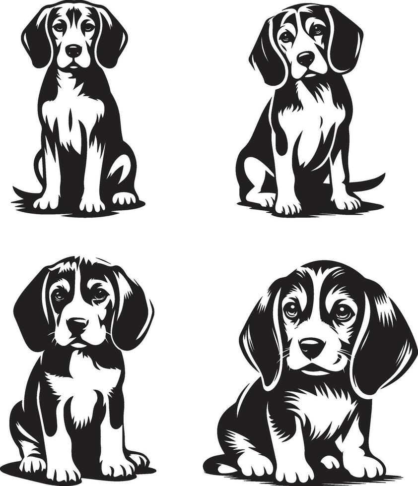 Four Adorable Beagle Puppies vector