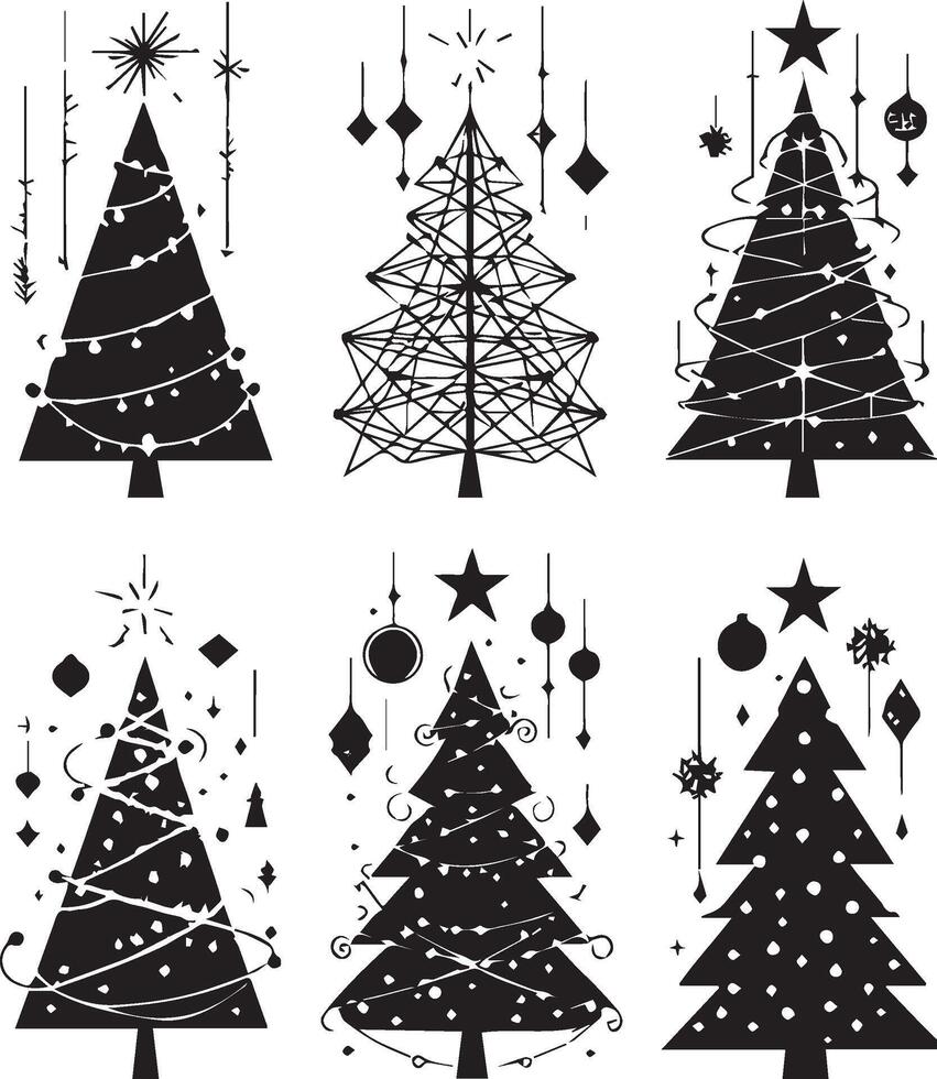 trees silhouette set design vector
