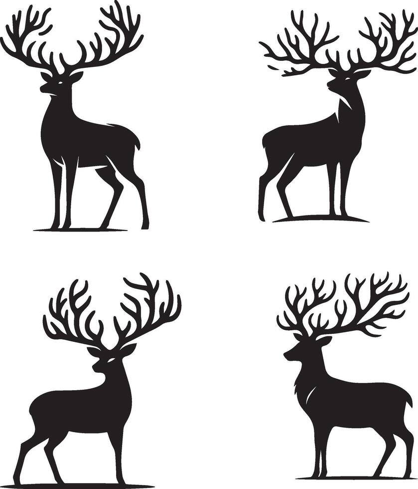 Four Deer Silhouettes vector