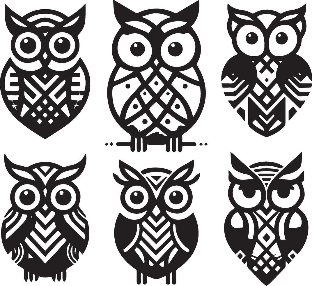 Geometric Owl Set vector