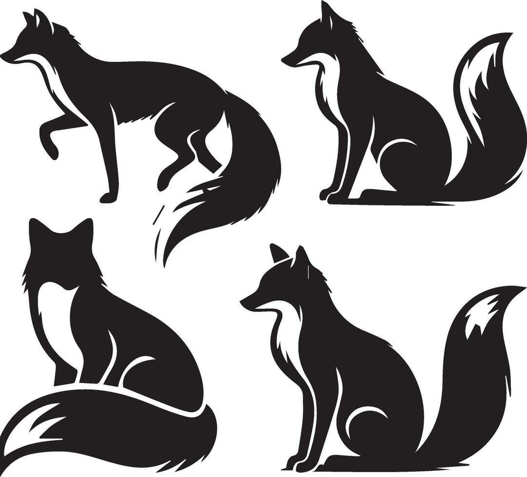 Fox Silhouettes Set vector