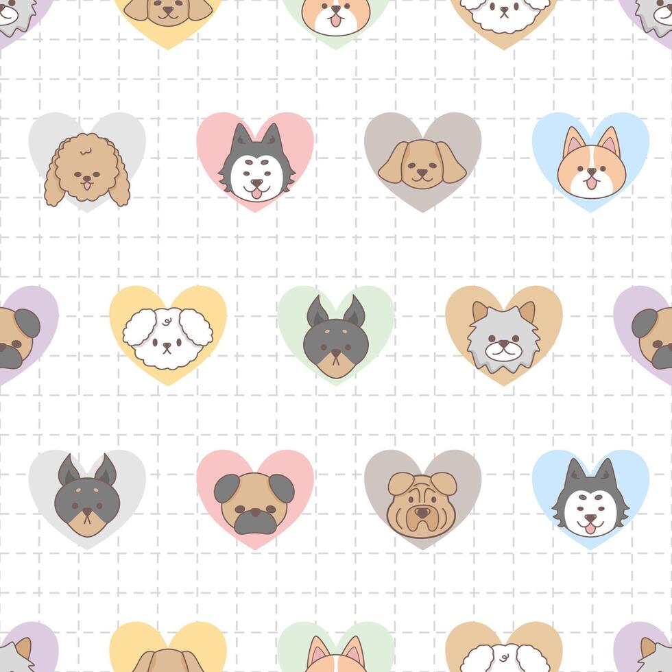 Seamless pattern of cute dog head vector