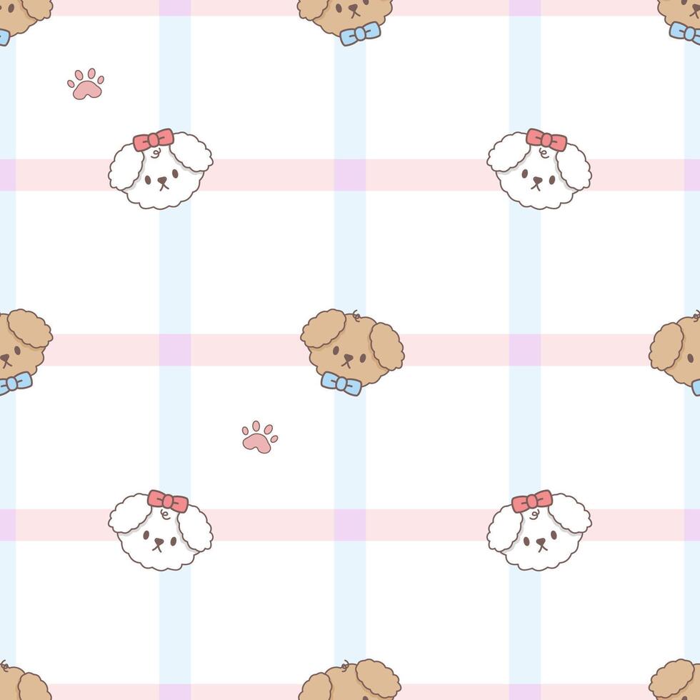 Seamless pattern of cute poodle vector