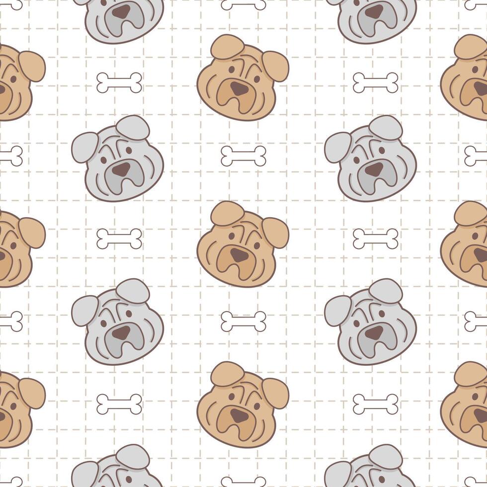 Seamless pattern of pitbull dog vector