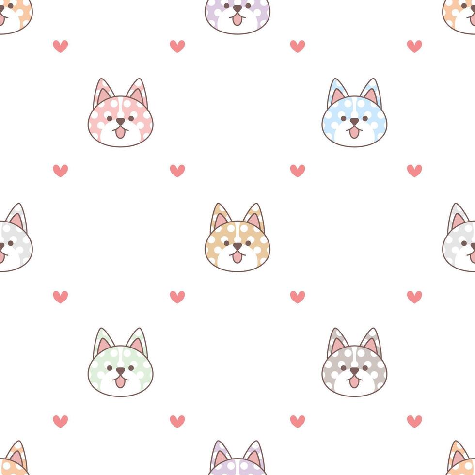 Seamless pattern Of colorful shiba inu vector