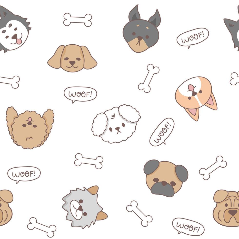 Seamless pattern of cute puppy vector