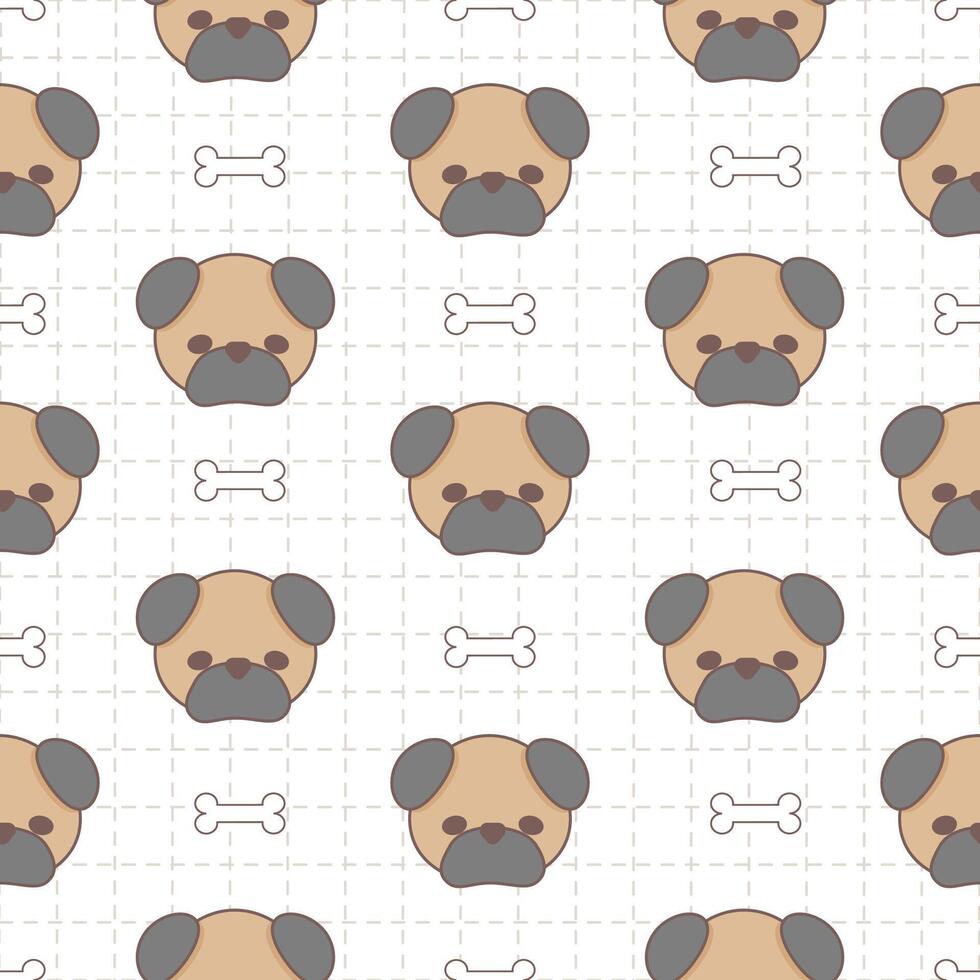 Seamless pattern of pug dog vector