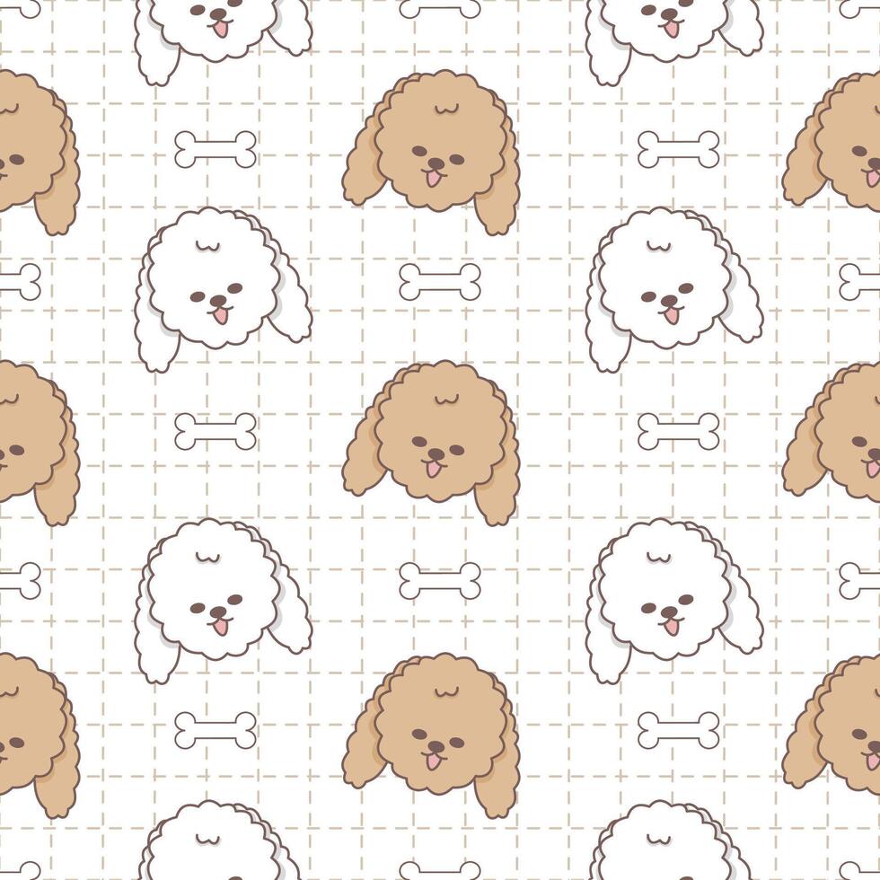 Seamless pattern of poodle puppy vector