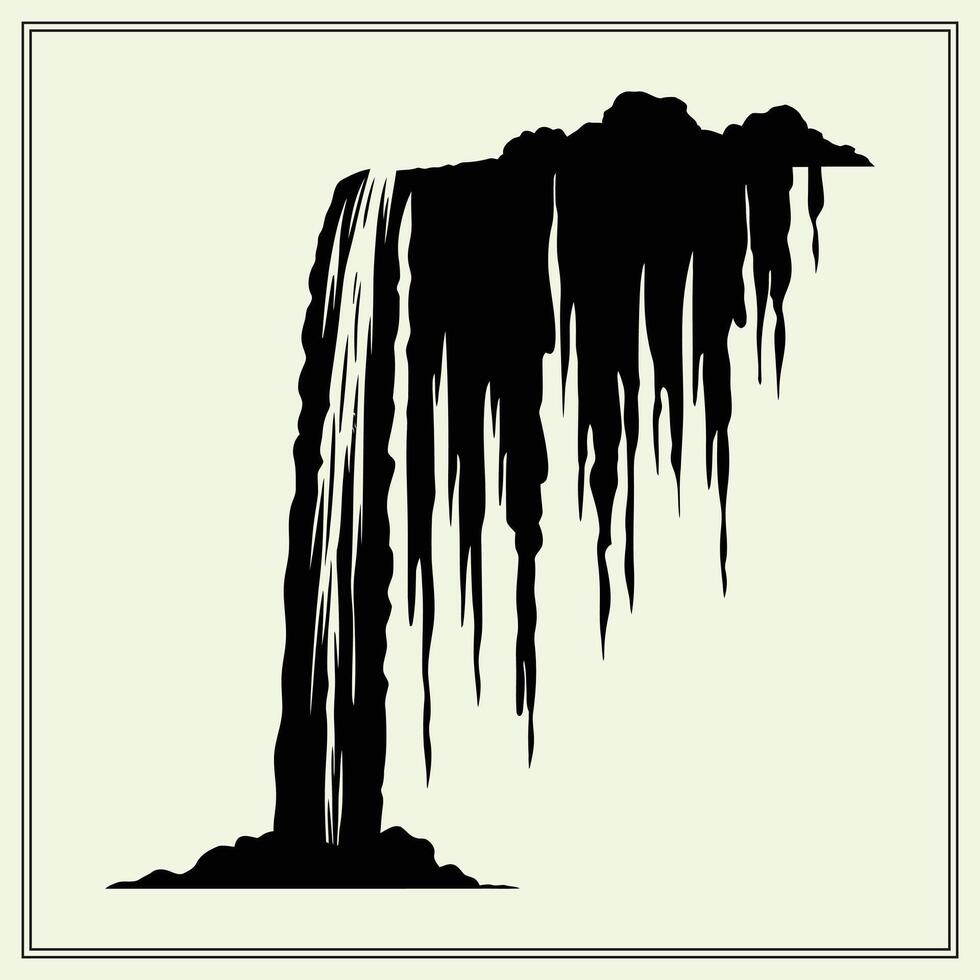 Silhouette of a Waterfall, Scenic View vector