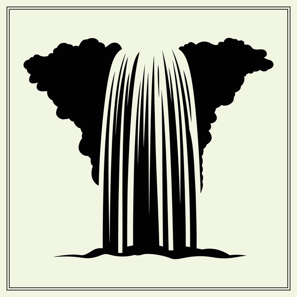Silhouette of a Waterfall, Mountain Stream vector