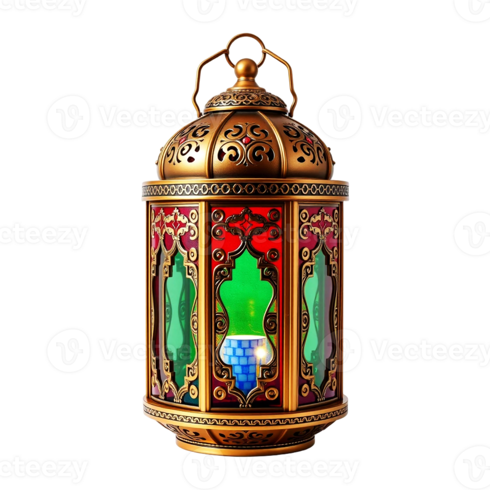 Decorative Islamic Ramadan Lantern with Glowing Effect Transparent Background png