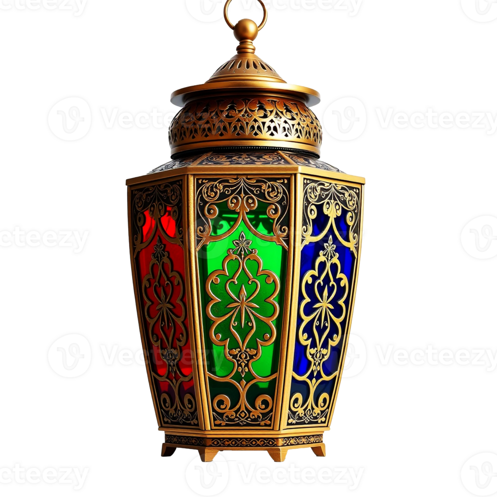 Elegant Islamic Ramadan Lantern with Glowing Light Isolated on Transparent Background png