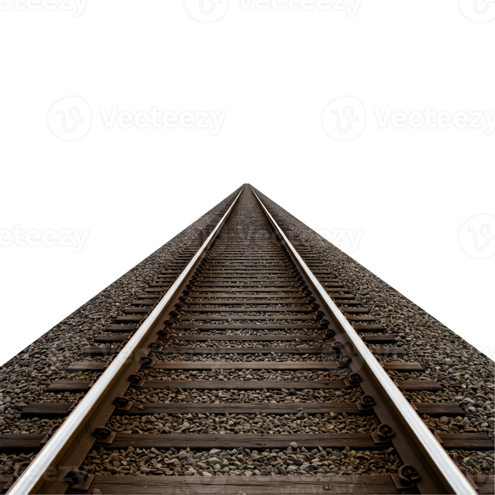 railway tracks perspective view on a transparent background png